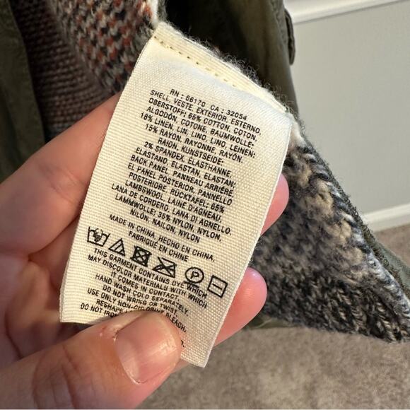 Anthropologie Green Cotton Knit Jacquard Mixed Media Jacket Small - Picture 6 of 16